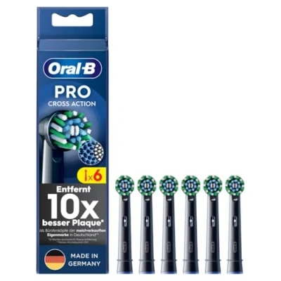 Imagen de Oral B Pro CrossAction Cabezales para cepillo de dientes eléctrico, 6 unidades, limpieza superior con innovadoras cerdas en forma X, accesorio original dientes, fabricado