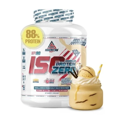 Imagen de AS American Suplement Proteina Isolada Zero 2kg 0% Azúcares y Grasa Whey Isolate Iso Proteinas Aumenta Músculo Sin Bajo en Carbohidratos Vainilla