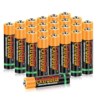 Imagen de EXTRASTAR batería de carbón AAA 1,5 voltios, 400mAh No7 Pilas, Gama Performance, Paquete 24