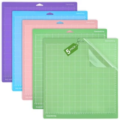 Imagen de LEAZZLE 5 Piezas 12 x Alfombrilla de Corte para Cricut Maker 3/Explore 3/Air/Air 2, 4 Diferente Adhesivas Tapete Cricut, 30,5 CM (StandardGrip/LightGrip/StrongGrip/FabricGrip)