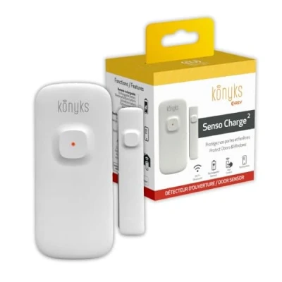 Imagen de Konyks Senso Charge 2, 2 detectores de Apertura Wi FI con batería Recargable, duración hasta 1 año, notificaciones Smartphone, automatizaciones fáciles, Compatible Alexa &amp; Google Home