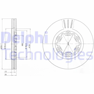 Imagen de DELPHI BG3559 Disco de freno 256 24 6 ventilado aceitado sin procesar cojinete rueda, anillo sensor ABS FORD: Ranger Mk2