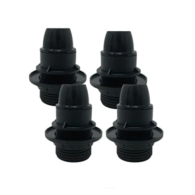 Imagen de HALOTEC Pack 4 Portalámparas casquillo e14 con rosca y Arandela de Sujeción Pantalla lampara Negro Color