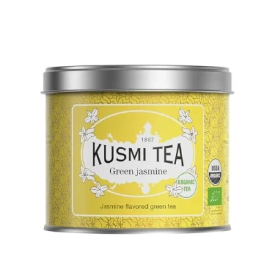 Imagen de Kusmi Tea Té Verde Jazmín Orgánico Mezcla de con Disfrutar Caliente o Hielo Hojas Sueltas Lata 100g Cantidad para aprox. 50 tazas