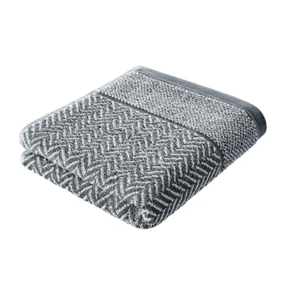 Imagen de herzbach home toalla de ducha 100% algodón estampado (antracita/blanco, 70 x 140 cm)