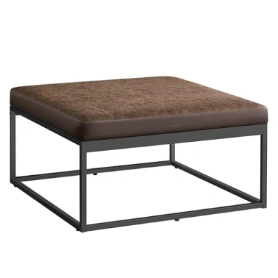 Imagen de SONGMICS HOME Luiz Colección Mesa de Centro Cuadrada, Salón, Tablero Reversible, Auxiliar, Taburete, Minimalista, Marco Acero, Carga 300 kg, para Marrón Nogal LOM077K01
