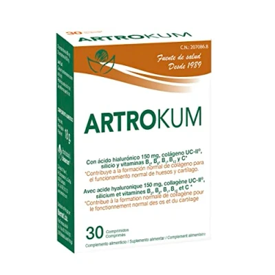 Imagen de Artrokum 30 comprimidos Herbetom Bioserum Con ácido hialurónico, colágeno UC II, silicio y vitaminas B C Contribuye a formación normal de Huesos articulaciones