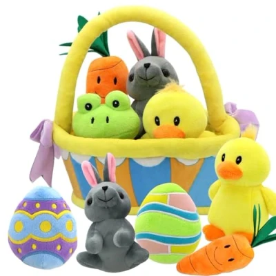 Imagen de JOYIN 7 Piezas My First Easter Basket Plushies Estilo Original Playset Stuffers Juguetes para Regalos de Fiesta Pascua, Cesta Pascua Felpa niños pequeños y