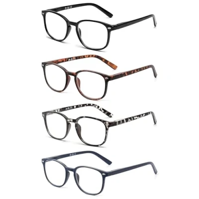 Imagen de JM 4 Pack Gafas de Lectura Cuadrados, Cómodas Presbicia Para Mujer, Bisagra Resorte Multicolor +2.75
