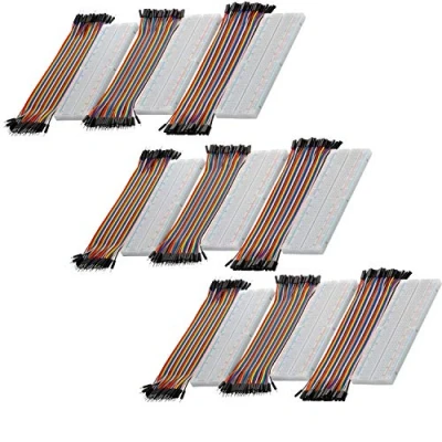 Imagen de AZDelivery 3 x Breadboard Kit MB102 y 40 Piezas Cables Puente Jumper Wire Pines Macho Macho, Hembra Hembra, Compatible con Arduino E Book Incluido!