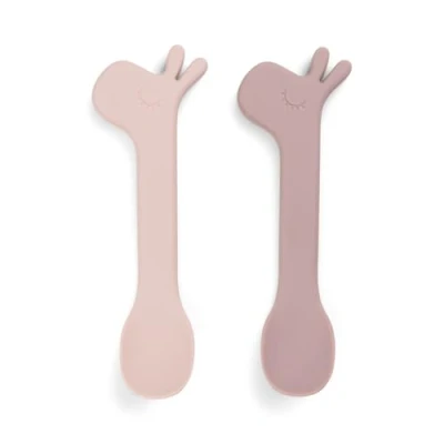 Imagen de Done by Deer Juego de 2 Cucharas silicona Lalee Rosa para bebé aprendizaje 100% calidad alimentaria