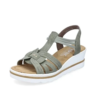 Imagen de Rieker Mujer Sandalias 67459, señora Sandalias,Zapatos de Verano,Sandalias Verano,cómodas,Planas,Verde (grün / 52),40 EU 6.5 UK