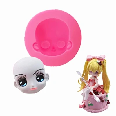 Imagen de WonDerfulC 1 molde de silicona para cabeza humana fondant, muñeca, hacer pasteles, arcilla, resina, velas, jabón, moldes