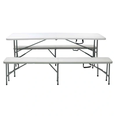 Imagen de Mesa picnic y 2 bancos plegables en resina 180x74x74 cm New Koln