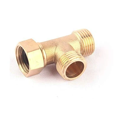 Imagen de Vogueing Tool conector de tubería 3 vías 1,27 cm, en T igual macho y hembra para sistemas tuberías aire, gas, agua, dorado (tipo C)