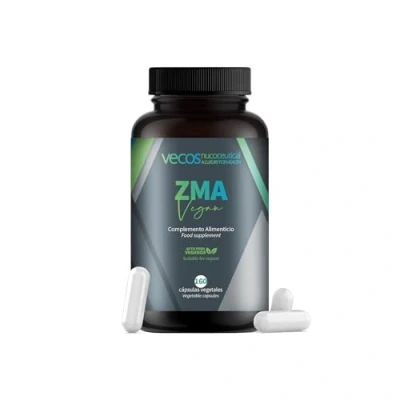 Imagen de Vecos Suplemento Deportivo con Vitamina B6, Zinc y Magnesio ZMA Vegan Contribuye a la Función Muscular Normal Propiedades Antioxidantes 160 Cápsulas Vegetales