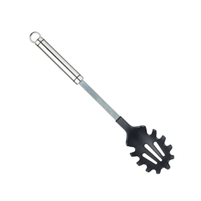 Imagen de KitchenCraft Professional Cucharón para Servir Espaguetis, Cabeza de Nailon Antiadherente, Acero Inoxidable, Color Plata y Negro, 35 cm