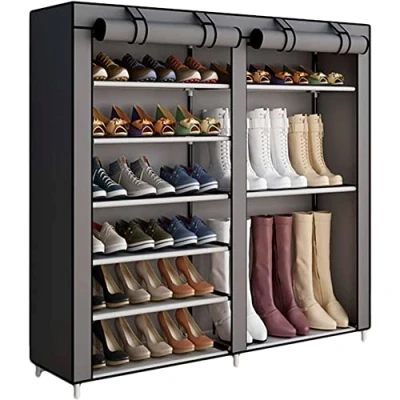 Imagen de Nyana Home Armario Zapatero Tela para Zapatos y Botas con Puertas Cremallera 110x120x30cm (Gray)