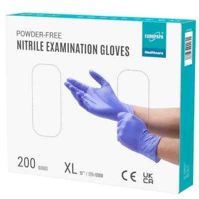 Imagen de EUROPAPA® 200 Guantes De Nitrilo Desechables Que Cumplen Las Normas EN455 EN374, Sin Polvo Ni LÁTex, Disponibles En Tallas S, M, L Y XL (XL, Morado)