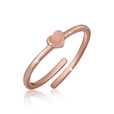 Imagen de GD GOOD.designs EST. 2015 Anillo Corazón para Señoras Ajustable con Colgante Acero Inoxidable en Oro 18K, Plata u Rosa