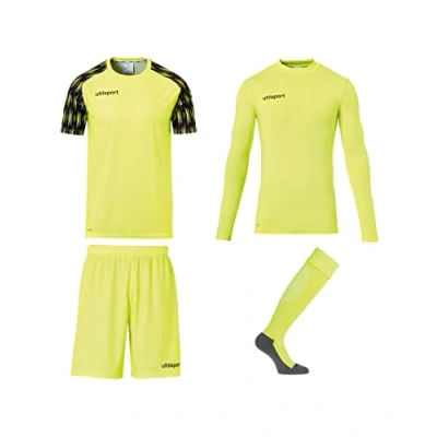 Imagen de uhlsport Juego de Camiseta Portero para Hombre Reaction Goalkeeper, Completo Camisas, Pantalones Cortos, Capa Base y Calcetines fútbol, Ropa Completa Adultos