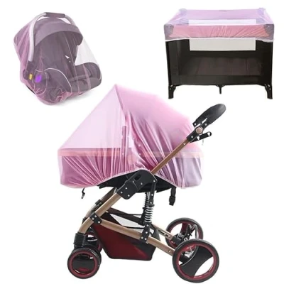 Imagen de Mosquitera Bebé Universal, Carro Bebé, para Cochecitos, Elástica y Lavable Red Anti Insectos Capazo Silla de Paseo Cuna Viaje Carrito Cochecito, Rosa