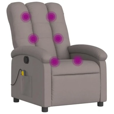 Imagen de vidaXL Sillón de Masaje Reclinable, Asiento con Reposabrazos Respaldo, Descanso Televisión, para Salón Oficina, Tela Gris Taupe
