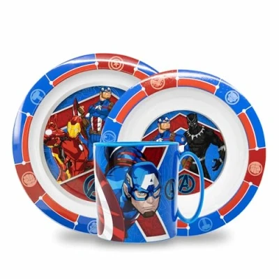 Imagen de Sorrisini Vajilla Infantil reutilizable apta para microondas Juego de platos irrompibles plástico niños, bebés set plato, cuenco cereal, taza 350 ml