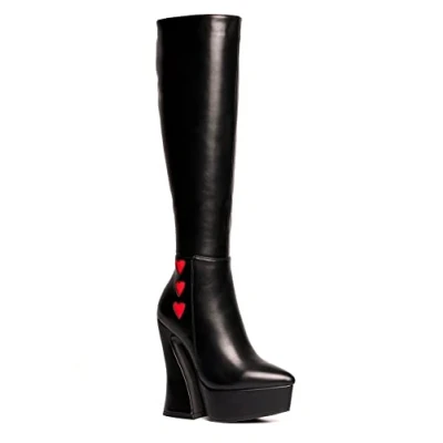 Imagen de LAMODA Love Potion, Botas Altas hasta la Rodilla Mujer, Black PU Red Heart, 38 EU