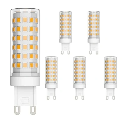 Imagen de Klighten Bombilla LED G9 de 9W Equivalente a 70W Lampara Halógena, Blanco cálido 3000K, 700LM, No regulable, 360 Grados, Lámpara para Iluminación del Hogar, Paquete 6