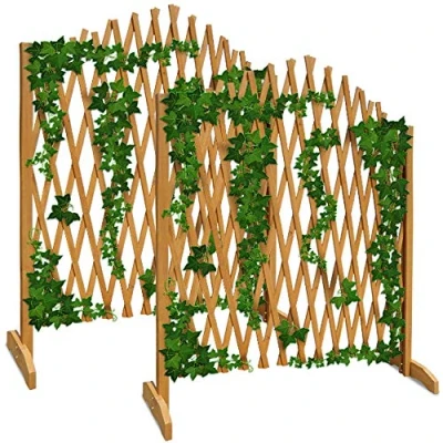 Imagen de GARDEBRUK® Celosía Extensible 2 uds. Madera hasta 200cm Plantas Trepadoras Enrejado Jardín Valla Separador Terraza