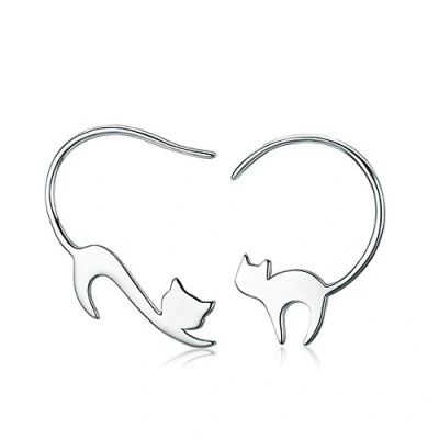 Imagen de Nigoz Pendientes de Plata ley con diseño gato cierre adorable, prácticos y económicos,