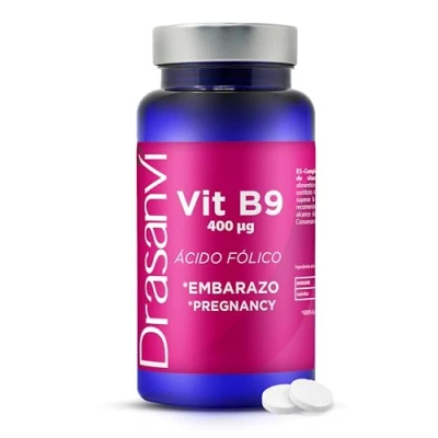 Imagen de DRASANVI ACIDO FOLICO VITAMINA B9 Suplemento para Embarazo y Preconcepción 400μg Vitaminas prenatales Veganas Apoyo al Sistema Inmunológico Desarrollo Fetal 90 comprimidos = días