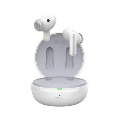 Imagen de LG Electronics Auriculares Intraurales Bluetooth Tone Free Fit DFP9 con Sistema Meridian, ANC Cancelación Activa de Ruido, Compatible Siri y el Asistente Google, Blanco, Pequeño