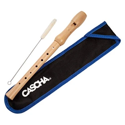 Imagen de Cascha HH 2074 flauta de madera arce, digitación alemana, para niños y principiantes a partir 6 años, soprano en Do con bolsa, limpiaparabrisas grasa corcho