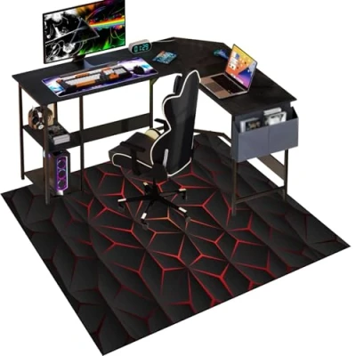 Imagen de Alfombra Silla Gaming Antideslizante 100 x 120 cm, Protector Suelo Ruedas, Alfombrilla de Protección para Suelos Duros, Tapete Suelo, Oficina