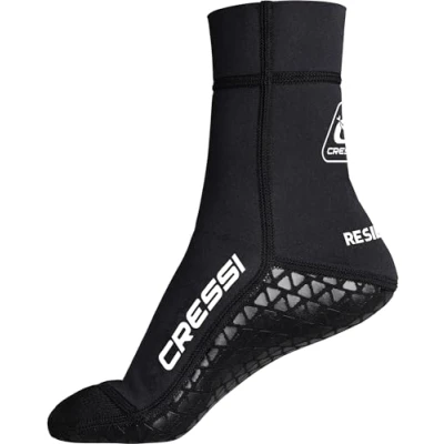 Imagen de CRESSI Resilient Pro Neoprene Socks 3mm S Calcetines Unisex de Neopreno Negro Doble Forro con Suela Goma Antideslizante, Buceo, Apnea, Snorkel y otros Deportes Acuáticos,