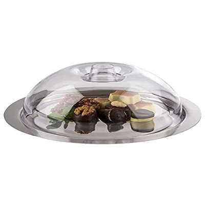 Imagen de APS bandeja con bonete &quot;Finesse&quot;, plato tapa, para servir, de poliestireno, placa acero inoxidable 18/0, 22,5 x cm, apilable