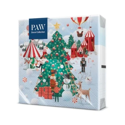 Imagen de PAW Servilletas de Papel 3 Capas (33 x 33 cm) 20 Unidades Navidad con motivos invernales y navideños Ideales para la mesa festiva Color: Christmas Atmosphere