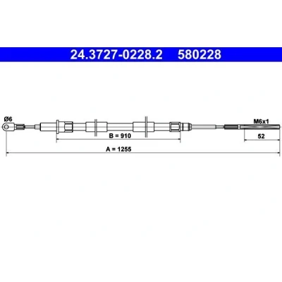 Imagen de ATE 24.3727 0228.2 Cable de Freno Mano 1255