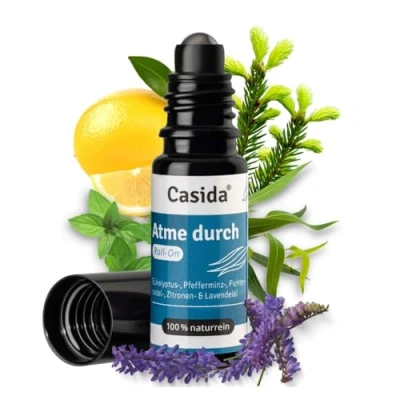 Imagen de Casida® Fragancia Roll on aceite aromático, esencial para el cuidado aromático de viaje, farmacia, 10 ml (respiración)