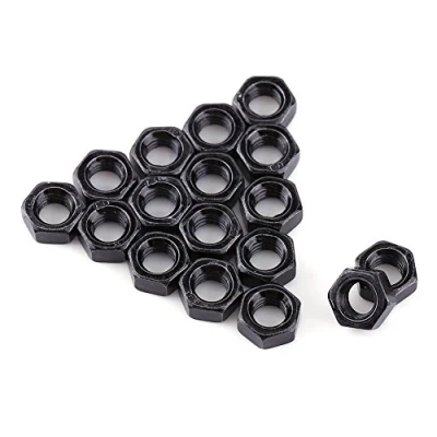 Imagen de Tuercas de zinc negro, 100 piezas M2 M5 hexagonales rosca métrica acero al carbono chapado en negro M2, M2.5, M3, M4, M5, gran reemplazo(M5)