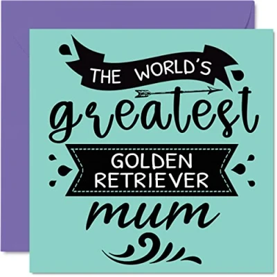Imagen de tarjetas de cumpleaños para ella del perro World&#039;s Greatest Golden Retriever Mum Tarjeta feliz mascota, regalos mamá perro, 145 mm x mm,
