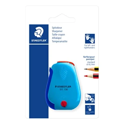 Imagen de STAEDTLER sacapuntas para lápices de hasta 8,2 mm, zurdos y diestros, punta en ambos lados, un colores surtidos, 511 130 BK