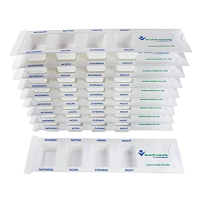 Imagen de 10 pc Medikamentendispenser Medi Inn Medicamentos Pillenbox con 4 compartimentos blanco, estándar, estándar