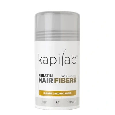 Imagen de Kapilab Fibras Capilares Disimula la falta de Cabello al Instante Microfibras en Polvo Queratina para Hombres y Mujeres Tapa Calvicie forma Natural 12,50gr Rubio