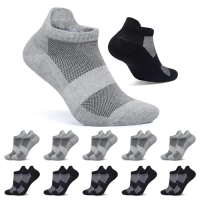 Imagen de FALARY Calcetin Mujer Tobilleros 39 42 Negro Gris Calcetines Hombre Cortos Deportivos Algodon Transpirables 10 Pares