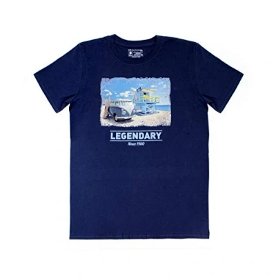 Imagen de BRISA VW Collection Volkswagen Furgoneta Hippie Bus T1 Van Camiseta Vintage con Corte clásico y Motivo Retro de Algodón, T Shirt para Hombre Mujer (L/Beach Life/Azul)