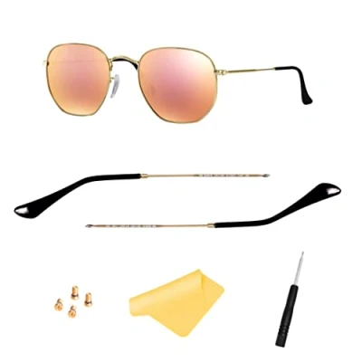 Imagen de HiCycle2 Patillas de repuesto, puntas patilla para gafas sol RayBan RB3548N, con 4 tornillos, 1 destornillador (Gold&amp;Black)