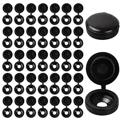 Imagen de Vesaneae 100 Piezas Tapa de Tornillo Plástico con Bisagras, Negro Tapas Cubierta Tornillo, Embellecedor para Tornillos, Cubiertas a Presión el Hogar, Muebles, Paredes, Armarios